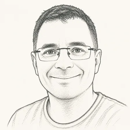 Pencil-sketch portrait of Janos Tolgyesi